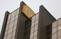 FILE PHOTO: A sign is displayed outside the headquarters of EQ Bank, a subsidiary of Equitable Group Inc, is seen in Toronto, Ontario, Canada May 1, 2017.  REUTERS/Chris Helgren/File Photo