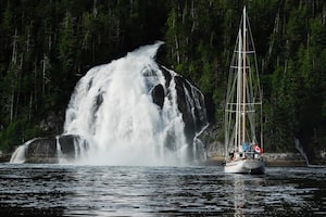 Great Bear Rainforest Waterfall Travel photos for Wendy Stueck story.
Wendy was aboard Ocean Wayfinder . Outer Shores Expeditions