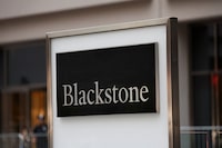 FILE PHOTO: A logo of Blackstone is pictured in Manhattan, New York City, U.S. July 29, 2025. REUTERS/Mike Segar/File Photo