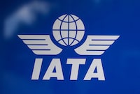 The International Air Transport Association (IATA) logo displayed, in Geneva, Switzerland. The annual meeting runs from June 6-8 in Rio de Janeiro.