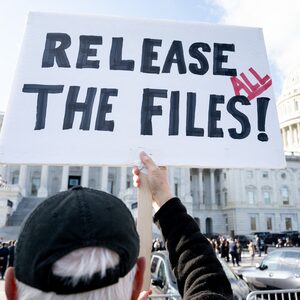 A demonstrator outside the U.S. Capitol yesterday.