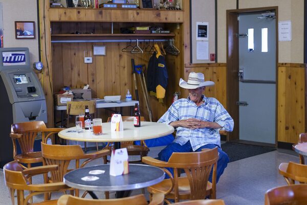 A Since Deceased Local Stops in to have Beer at the Hillcrest Miners' Literary Club, Hillcrest, Crowsnest Pass, Alberta, Summer, 2022.