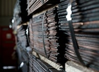 FILE PHOTO: Raw copper from Zambia awaits export in a warehouse at Newlyn Terminal at Bayhead at the port in Durban, South Africa, April 4, 2024. REUTERS/Rogan Ward/File Photo