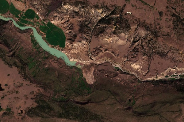This satellite image shows a landslide along the Chilcotin River roughly 54km south west of Williams Lake, B.C. on August 1, 2024.
