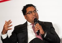 President and CEO, Capital Power Avik Dey speaks on a panel hosted by Deputy National Editor and Alberta Bureau Chief, Mark Iype of The Globe and Mail at Intersect 26, Forging Prosperity in the West sponsored by The Globe and Mail in Calgary, Alberta May 13, 2026. Todd Korol/The Globe and Mail
