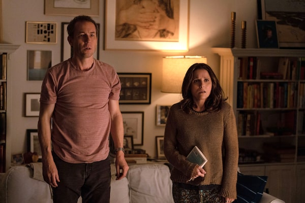 You Hurt My Feelings (2023). A novelist's longstanding marriage is suddenly upended when she overhears her husband giving his honest reaction to her latest book. Starring Julia Louis-Dreyfus and Tobias Menzies. Courtesy of Elevation Pictures