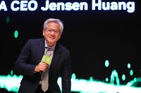 Nvidia CEO Jensen Huang speaks during a press conference at the Asia-Pacific Economic Cooperation (APEC) CEO summit in Gyeongju, South Korea, Friday, Oct.31, 2025 