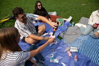 People are seeing drinking alcohol at the Trinity Bellwoods Park on Wednesday, August 02, 2023. The City of Toronto launches pilot project that allows alcohol in 27 parks around the city. The project takes place between August 2 to October 9. Arif Balkan/The Globe and Mail