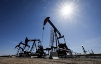A pumpjack draws out oil and gas from a well head near Calgary, Alta., Tuesday, May 6, 2025. Canada has the third largest oil reserves in the world and is the world's fourth largest oil producer. THE CANADIAN PRESS/Jeff McIntosh