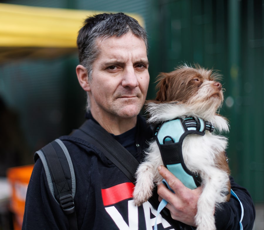 Michael Bonneau of Vancouver, with Rufus the dog, has an hours-long gap in his memory from the day he inadvertently smoked what he now believes was ‘tranq dope.’ Somehow, he had acquired a head wound and lost the money in his wallet. ‘It’s scary, because I don’t remember any of it,’ he says.