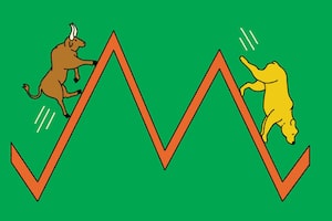 Illustration of a bull and a bear