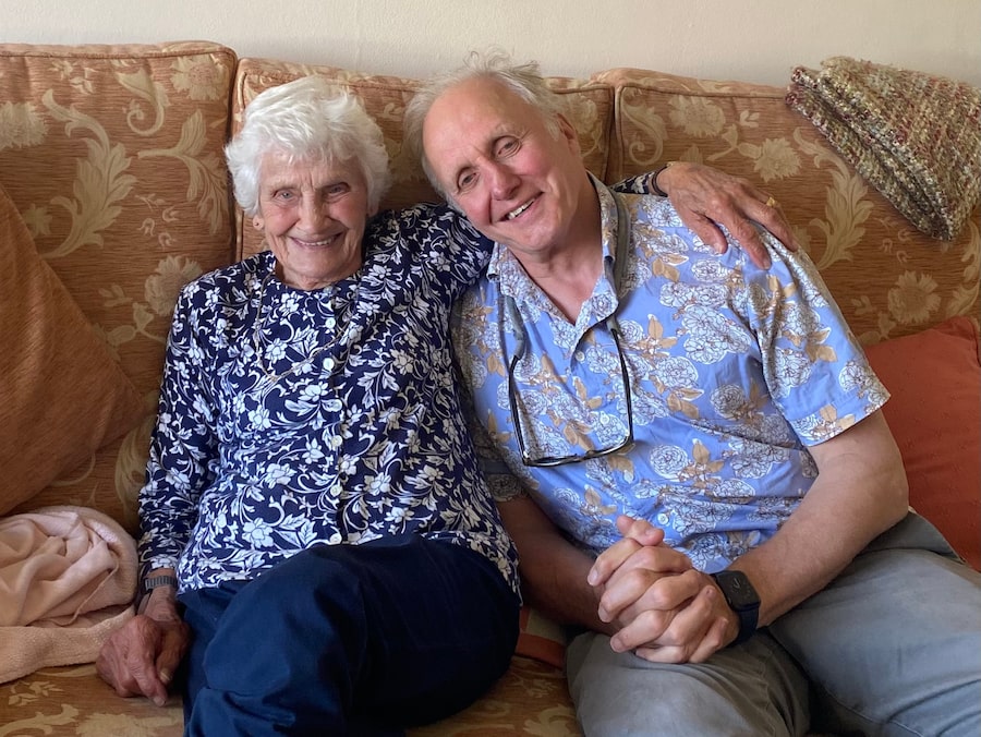 Ian Brown, visiting aunt Audrey in 2023, would later be asked to deliver a eulogy for her in England.