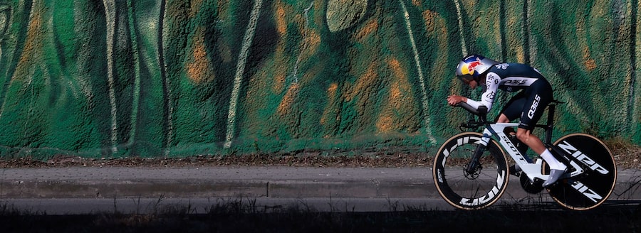 Thomas Pidcock, a British rider with Q36.5 Pro Cycling, races through Albania’s capital of Tirana earlier this month in the second stage of the Giro d’Italia. The Globe followed the team in two of the later Italian legs.