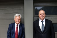 At left, Brian Goffenberg, the chief financial officer of Vitalhub stands alongside Dan Matlow, the chief executive officer for the company, in Thornhill, on Thursday, July 31, 2025. (Cole Burston/The Globe and Mail)