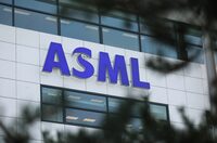ASML Holding logo is seen at company's headquarters in Eindhoven, Netherlands, Januari 23, 2019. 
