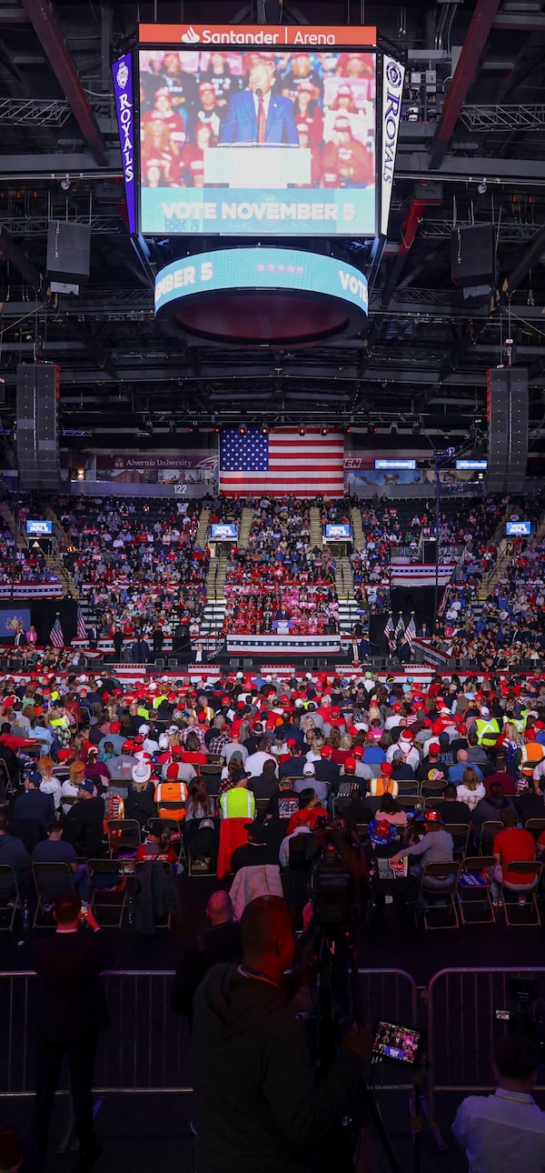  The Santander Arena in Reading, Pa., was one of Donald Trump’s campaign stops last Nov. 4, the eve of the presidential election. ‘If we win Pennsylvania, we win the whole ball of wax,’ he told the crowd, and was later proven correct when he defeated Kamala Harris.