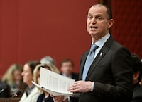 Quebec Finance Minister Eric Girard tables legislation at the legislature in Quebec City, Tuesday, Dec. 9, 2025. THE CANADIAN PRESS/Jacques Boissinot