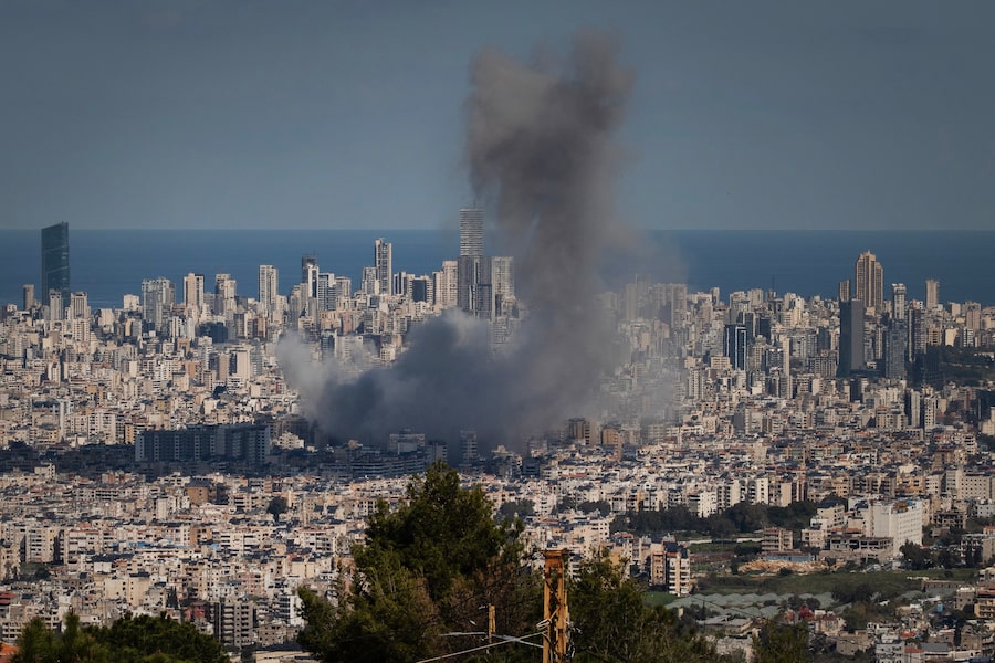 This air strike in Dahiya on Monday is one of many the Beirut suburb has seen since Feb. 28, when Israeli and U.S. forces attacked Iran. Dahiya is a stronghold for Hezbollah, an Iranian-backed Shia militia.