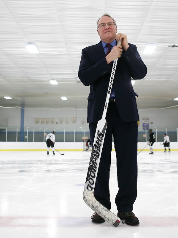 Former MP and hockey player Ken Dryden visits a local rink in Ottawa on March 10, 2011.
